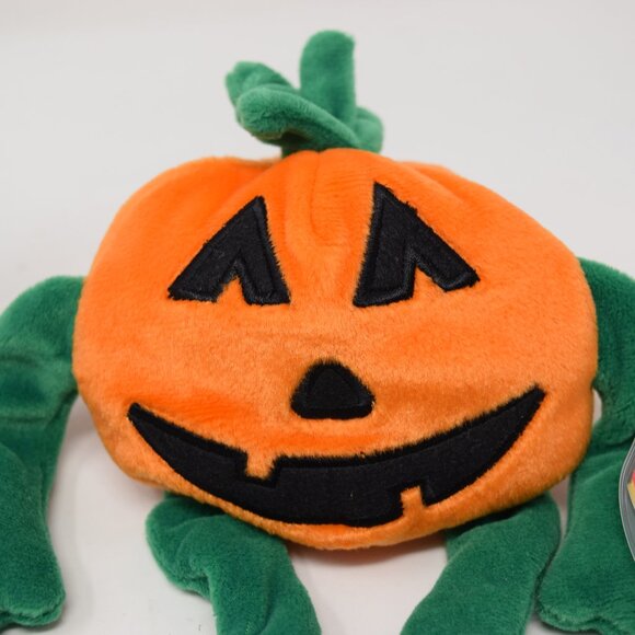 2 Ty 2001 Haunt 1998 Pumkin Beanie Baby Halloween Bear Pumpkin Stuffed Animal - Picture 3 of 16